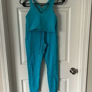 ALO Yoga Teal Blue Jumpsuit Activewear Set